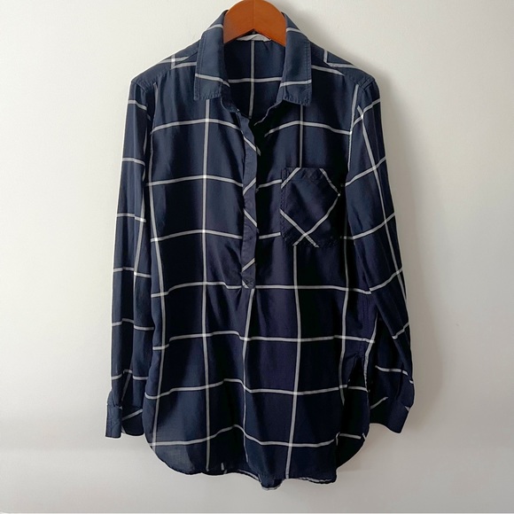 Athleta Tops - Athleta Presidio Plaid Popover Tunic Navy White